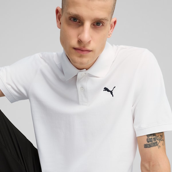 Camiseta tipo polo Essentials de piqué para hombre, PUMA White, extralarge